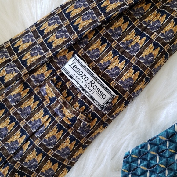 Men's Vintage 90's Silk Abstract Geometric Print Ties - Picture 5 of 6